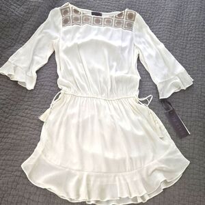 Hale Bob Ivory Boho Dress with Crochet Details